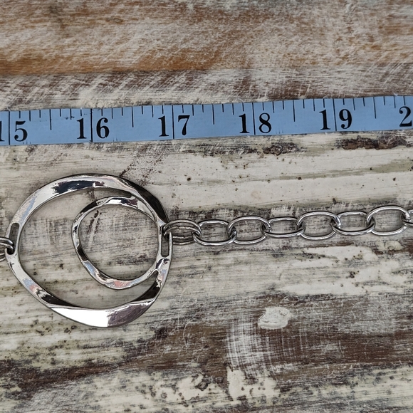 Chico's Polished Silver and Matte Gold Tone, Rhinestone Chain Belt - Picture 7 of 10